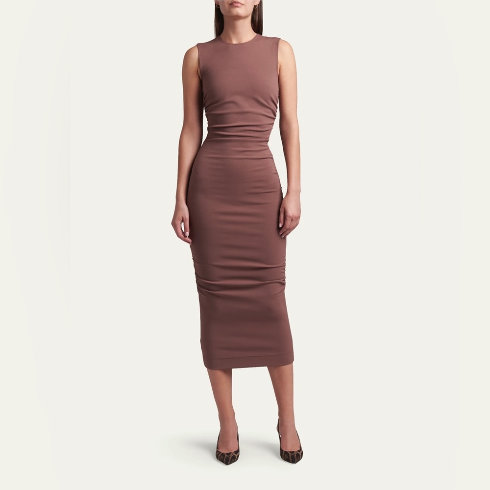 DOLCE & GABBANA Ruched Jersey Stretch Midi Dress IT46 *I SHIP SAME DAY!*